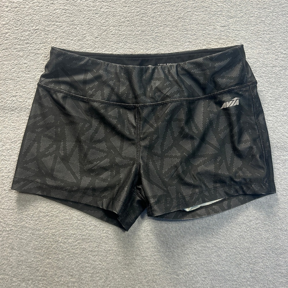 Avia  Running Shorts Womens Small Black Geometric Lined Athletic Performance Gym